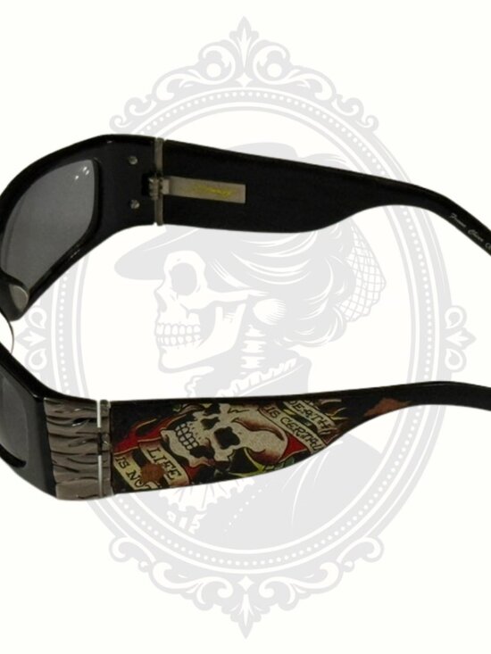 Ed Hardy Death Is Certain Skull Sunglasses EHS015 Black Leather Arms + Case main image 10